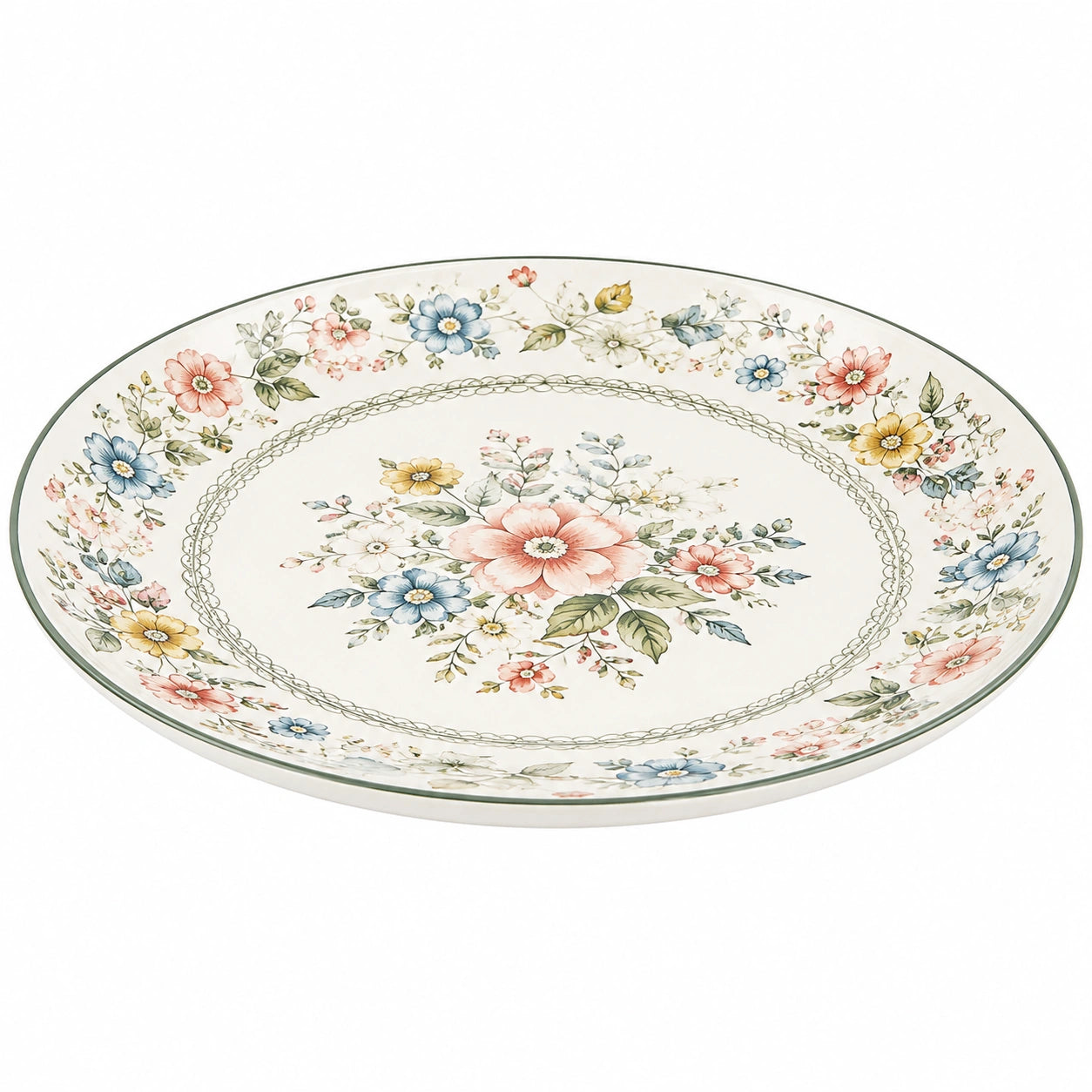 Assiette à Motifs Floraux Multicolore 27 cm