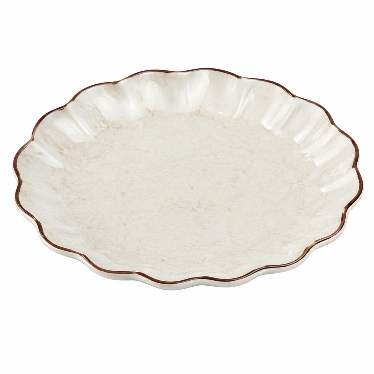 Assiette ondulée en céramique beige 30 cm