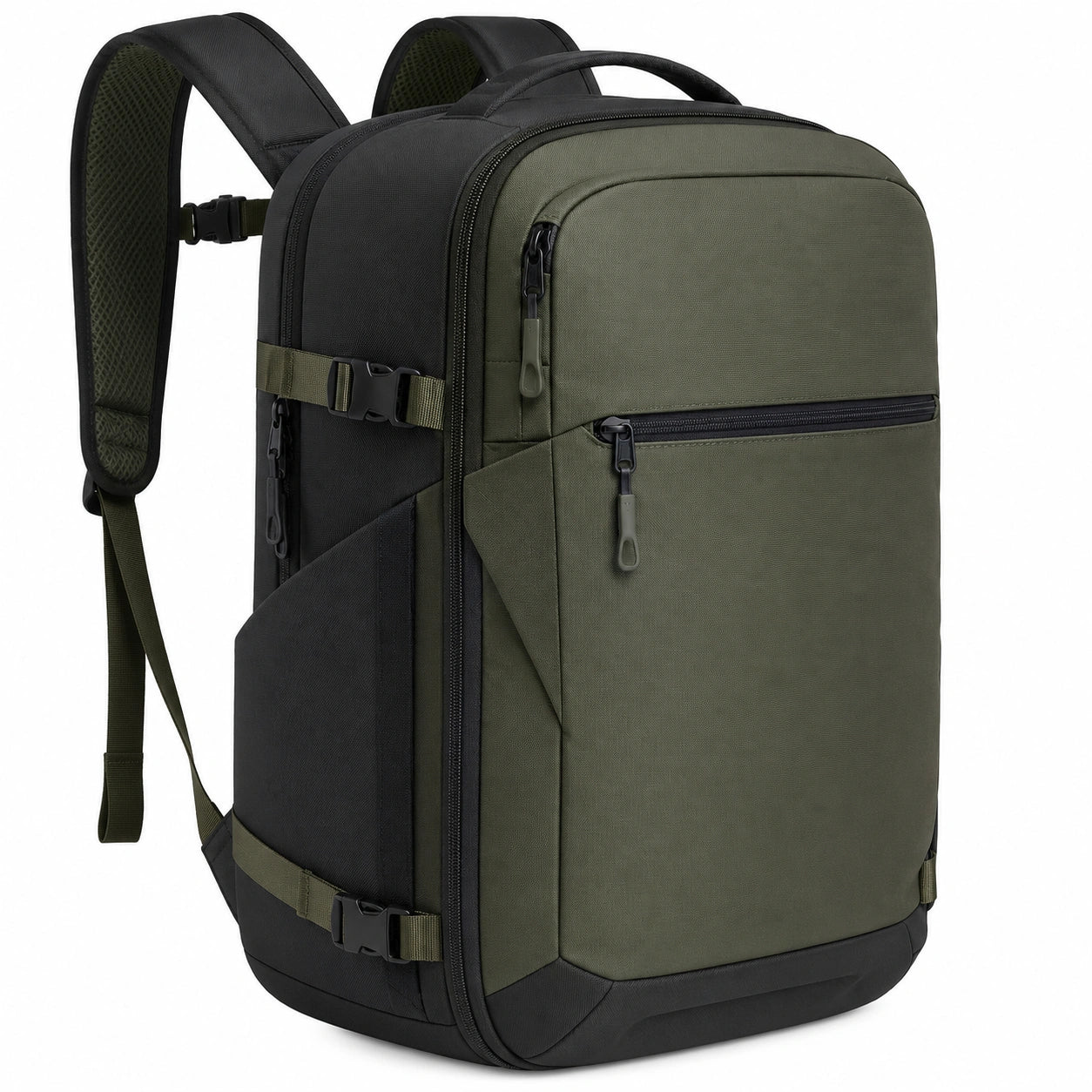 Sac à dos de voyage 40L vert armée/noir avec poches multiples