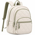 Sac à dos matelassé beige et vert grande capacité unisexe