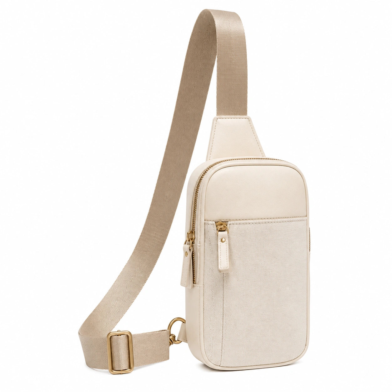 Sacoche Bandoulière Moderne Beige avec Sangle Ajustable