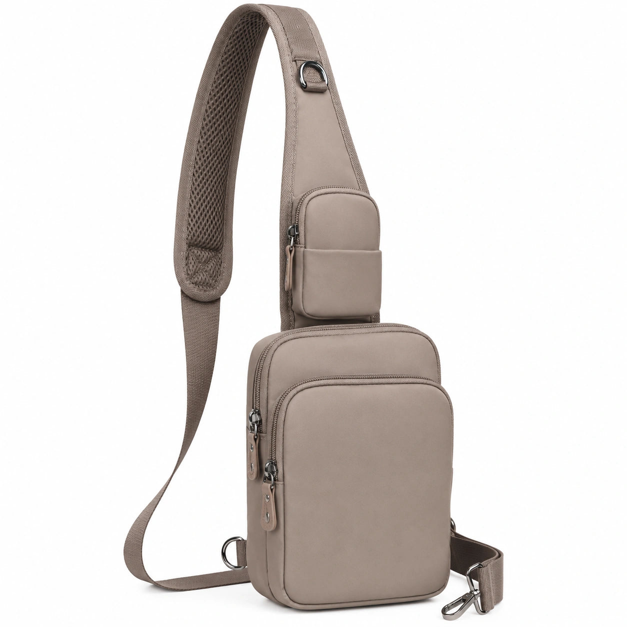 Sac à bandoulière unisexe imperméable marron avec multiples compartiments
