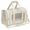 Sac de transport pour animaux vert et beige avec maille