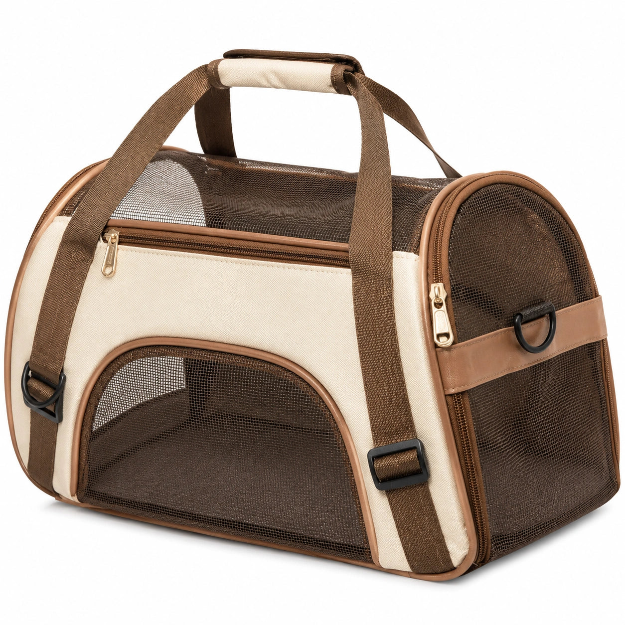 Sac de transport pour petits animaux marron et beige