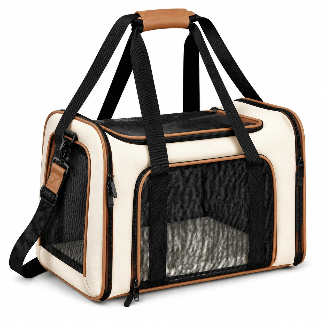 Sac de transport pour animaux avec ventilation Beige/Marron