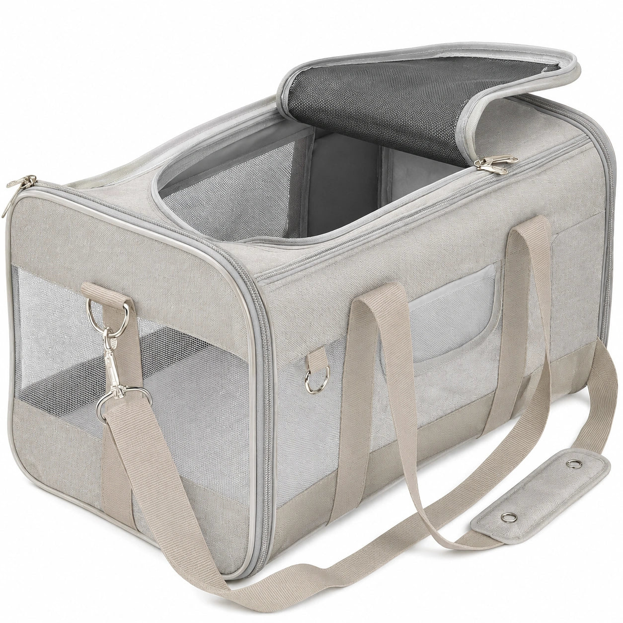 Sac de transport pour animaux pliable avec ventilation - Beige