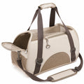 Sac de transport pour animaux de compagnie beige avec détails marron