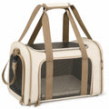 Sac de transport beige pour animaux avec filet aéré