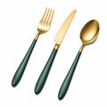 Set de Couverts en Vert et Or
