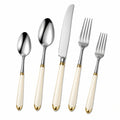 Set de Couverts 5 Pièces Ivoire et Doré