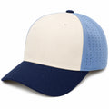 Casquette de Baseball Beige et Bleu avec Ventilation