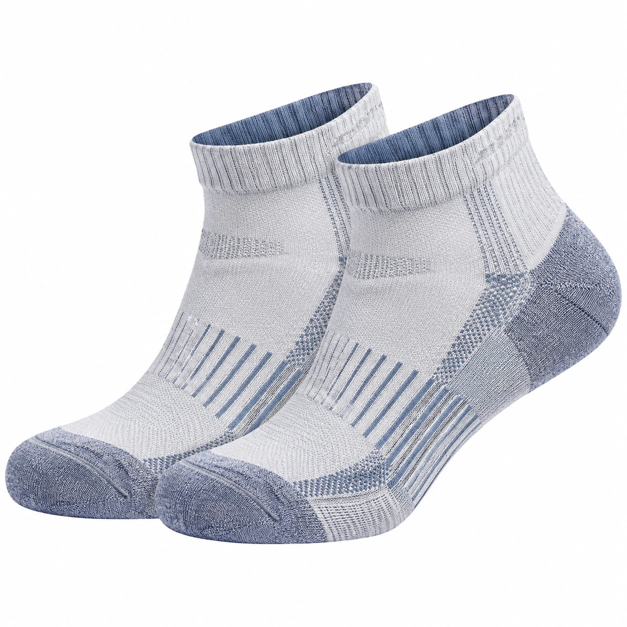 Chaussettes courtes sport respirantes gris clair et bleu