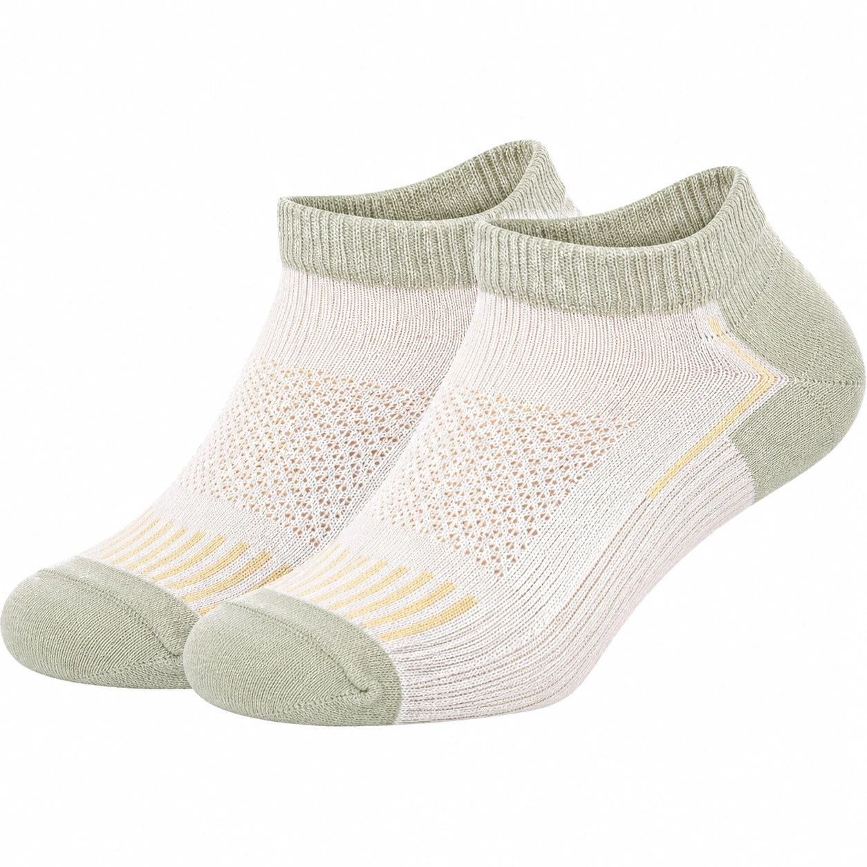 Chaussettes Courtes Respirantes Unisexe Blanc et Vert Clair
