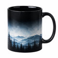 Mug en céramique noire motif forêt montagne 350ml