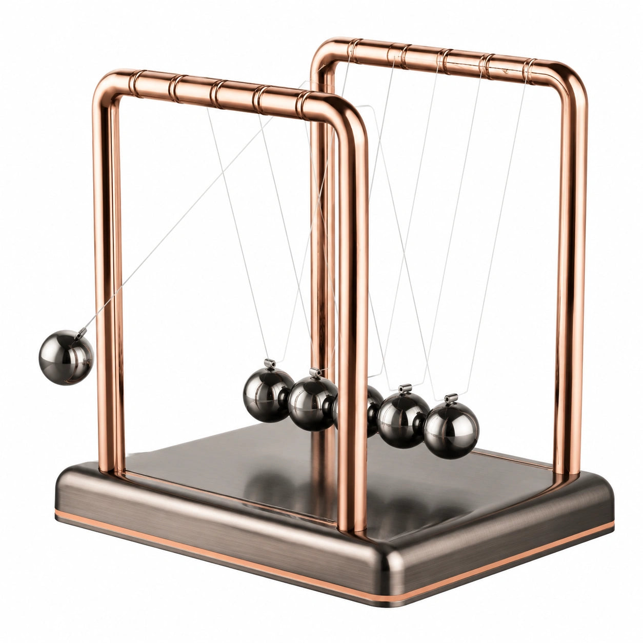 Pendule de Newton Équilibrée en Laiton Cuivré et Argenté
