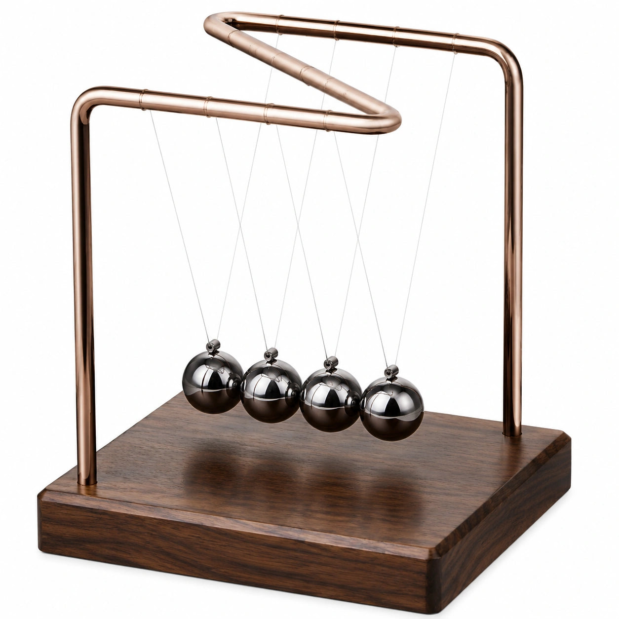 Pendule de Newton en Métal Chromé et Bois Foncé