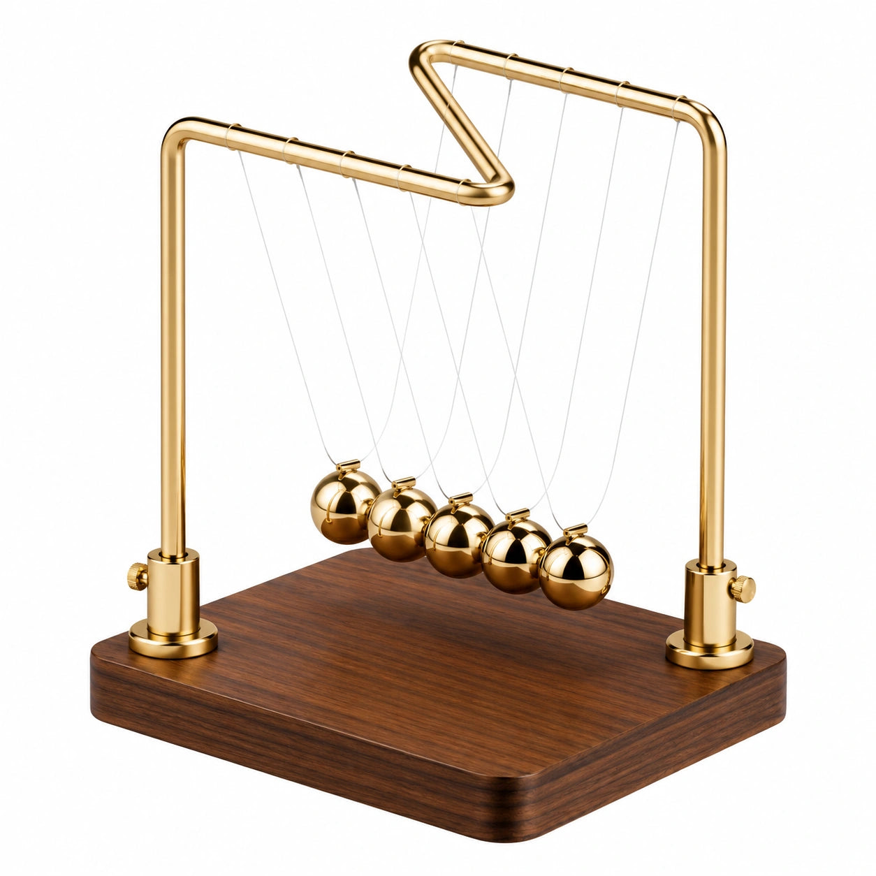 Pendule de Newton Doré avec Base en Bois
