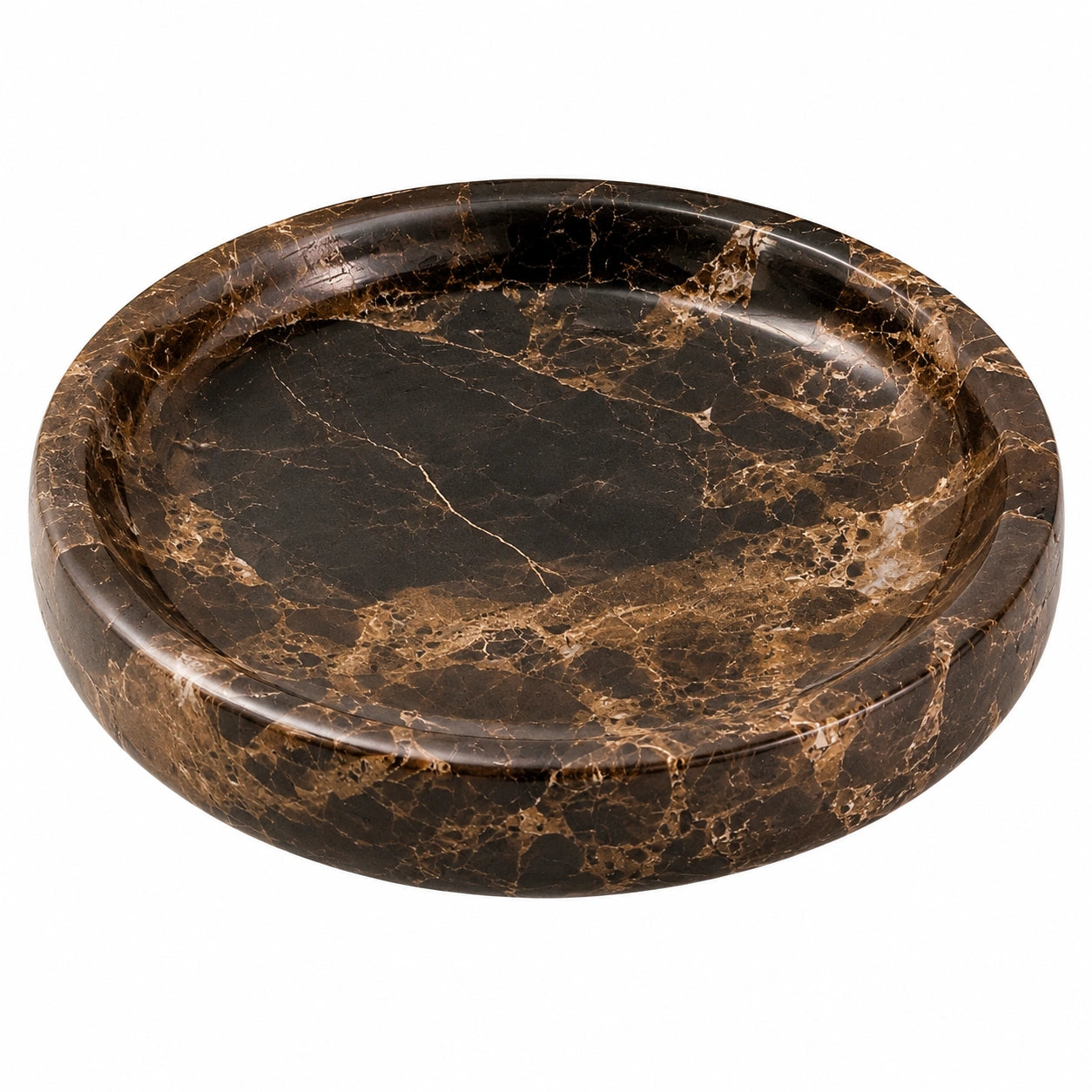Plateau rond en marbre marron 30 cm