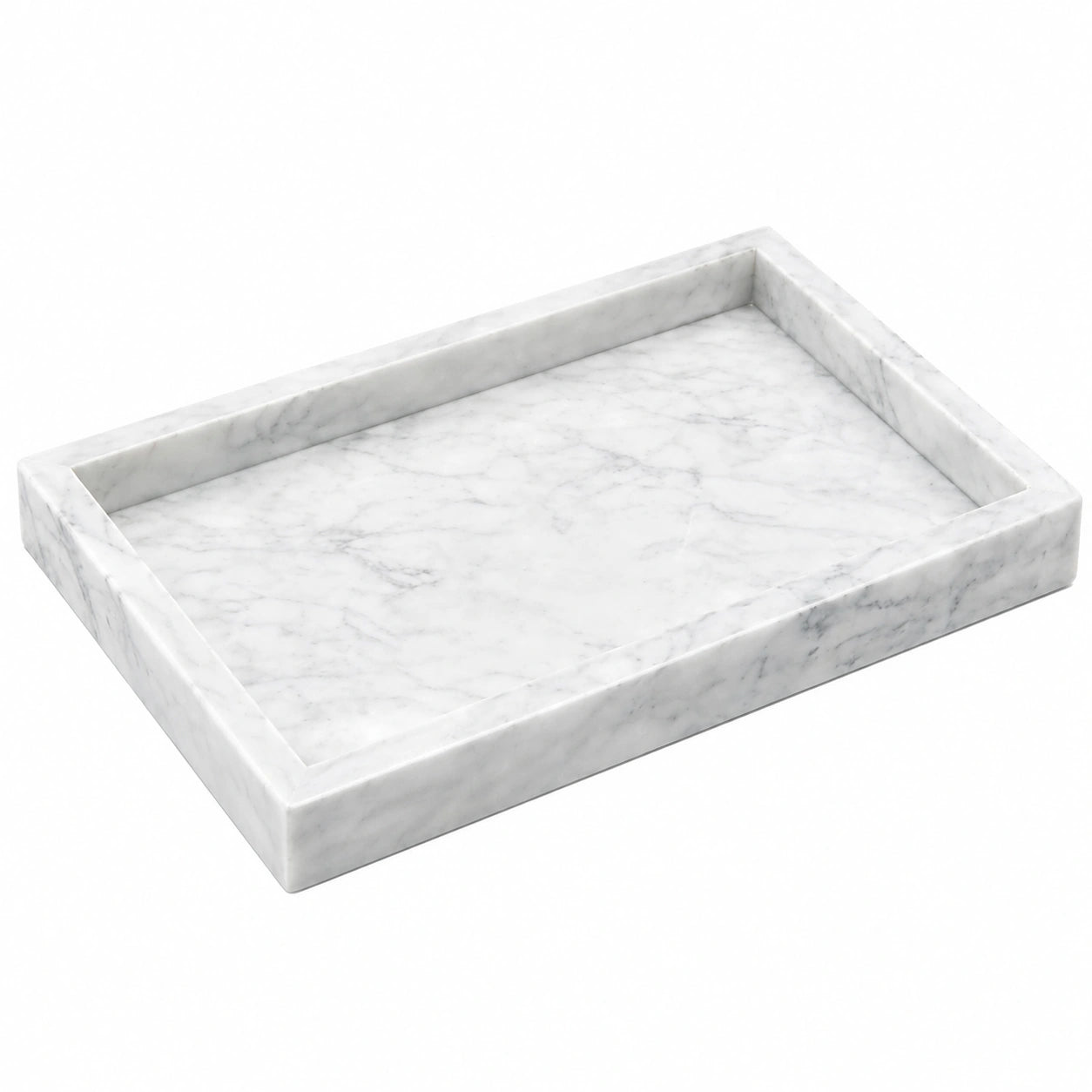 Plateau rectangulaire en marbre blanc élégant