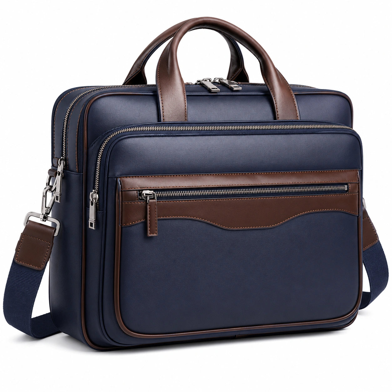 Sacoche d'ordinateur portable bleu et marron avec bandoulière