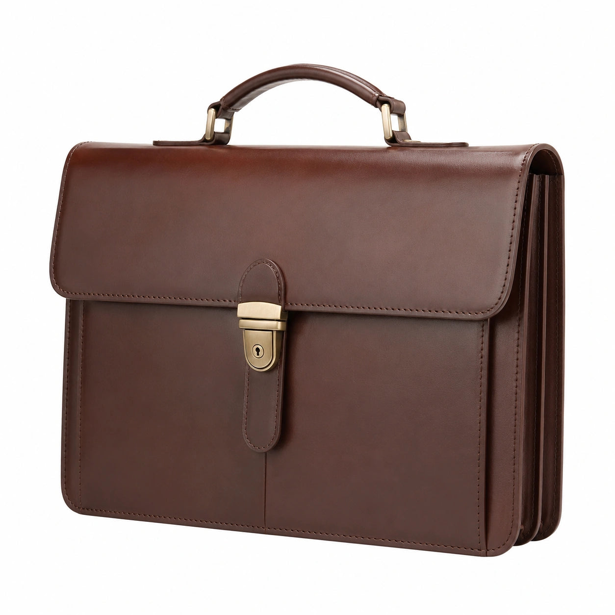 Serviette en cuir marron avec serrure pour hommes - 15L