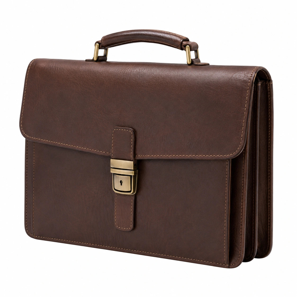 Serviette de Bureau Classique Marron avec Fermeture à Boucle
