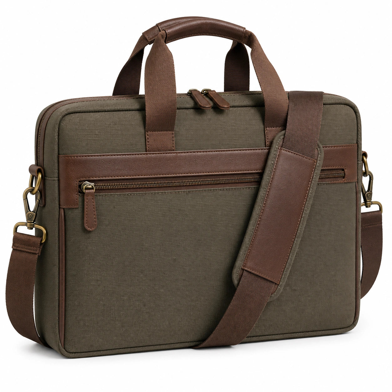 Sacoche pour ordinateur portable 15 pouces couleur marron et kaki