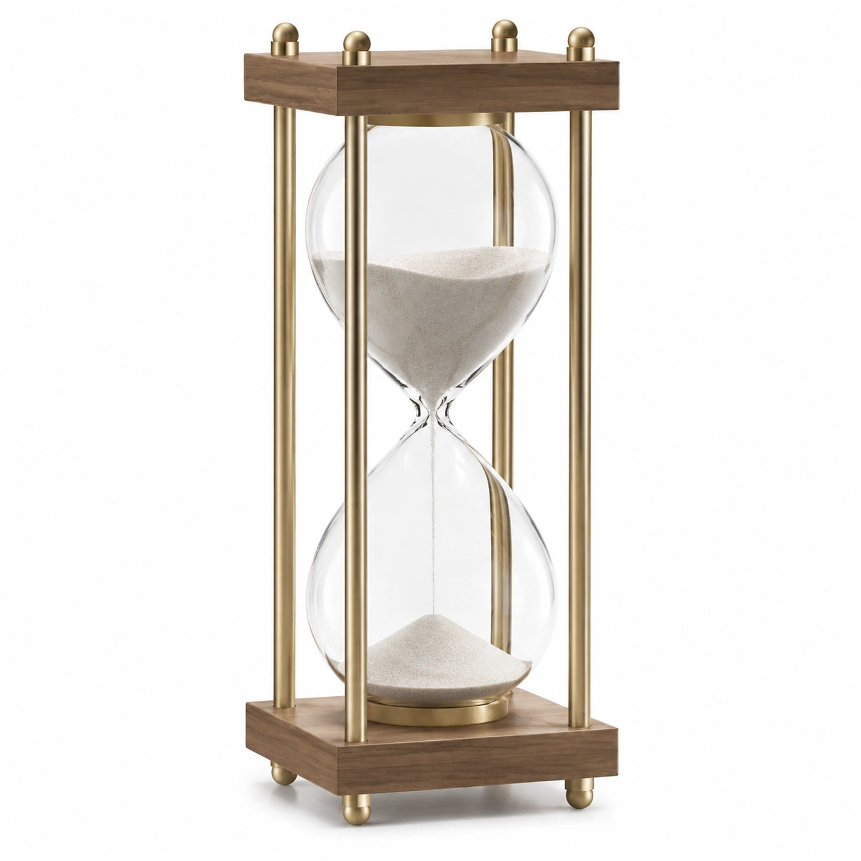 Sablier Décoratif en Bois et Métal, Marron et Doré, 30 Minutes
