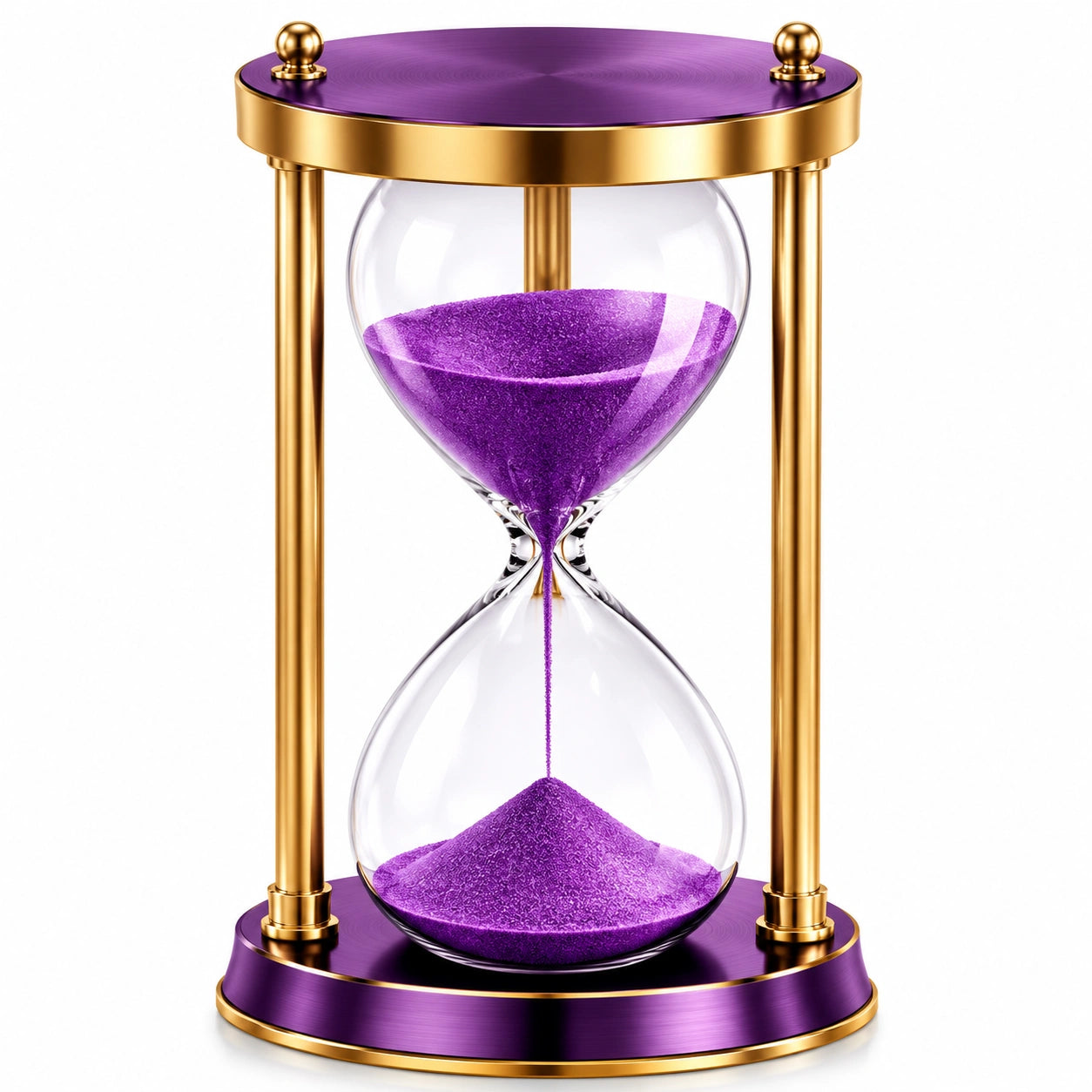 Sablier Décoratif en Verre Violet et Or à 30 Minutes