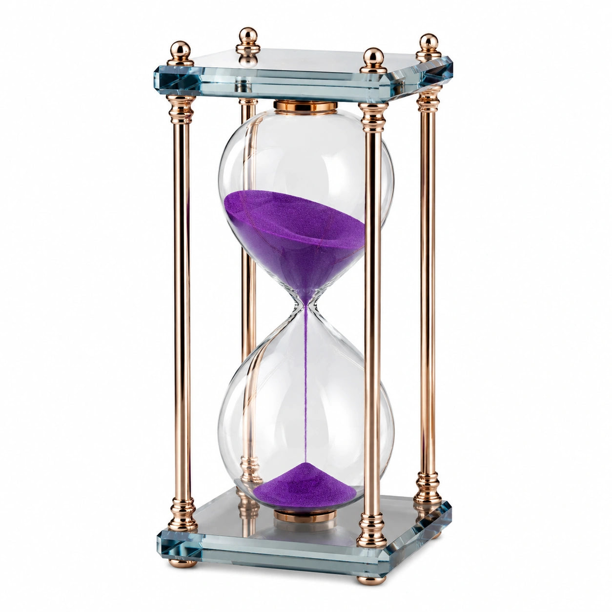 Sablier décoratif en verre avec sable violet